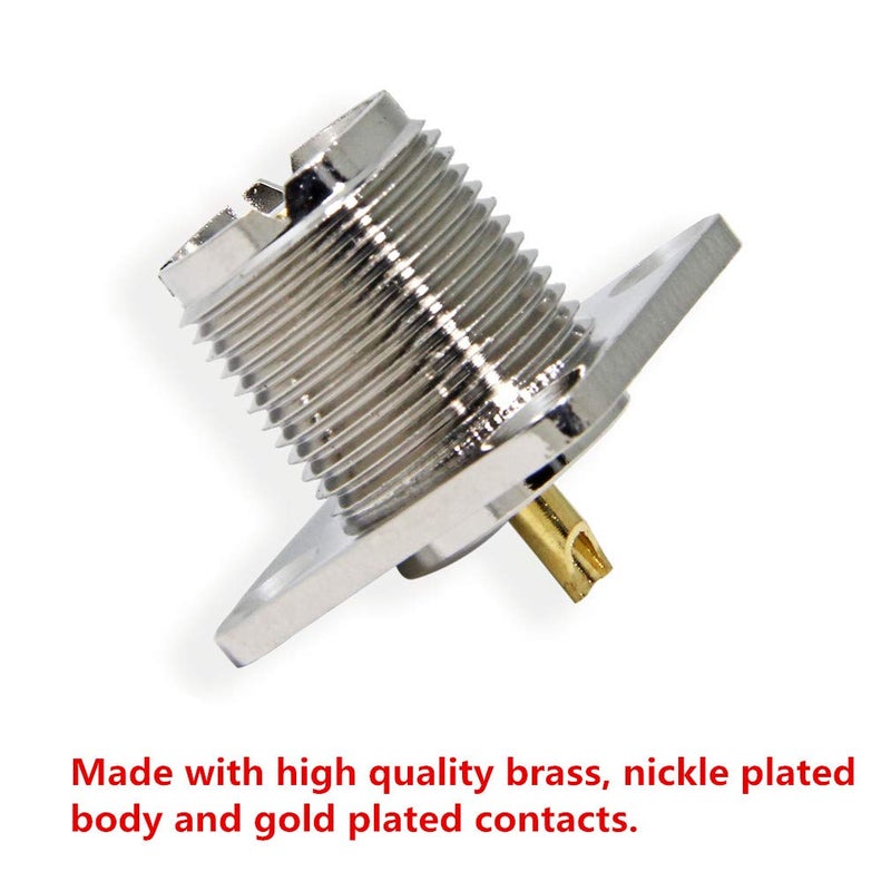 RFAdapter UHF Panel Mount, 5 Pack Female SO239 Chassis Mount 4-Hole Jack Flange Solder Cup RF Coax Connector for J Pole and Ground Plane Antenna - Image 4